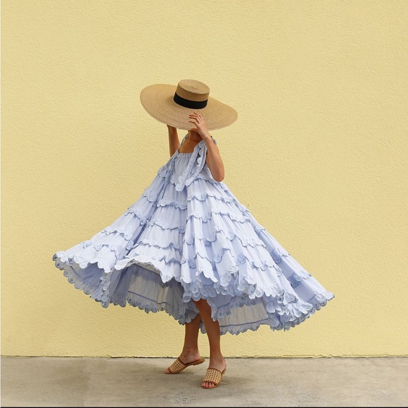 Innika Choo Iva Biig dress scallop frill dress in dusk gingham sz 1 - Picture 4 of 16